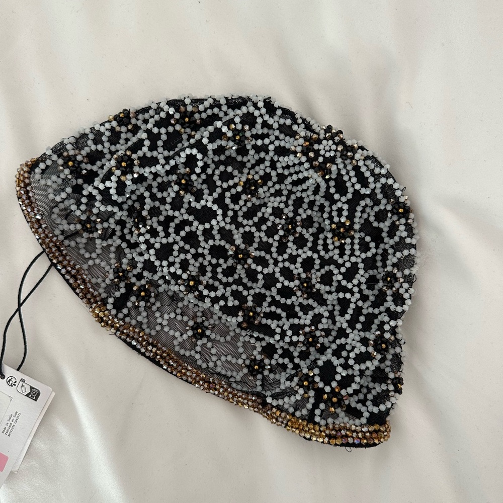 Elegant Black Beaded Women's Cap